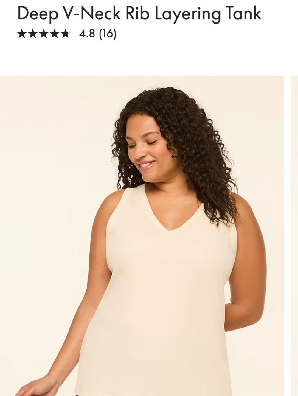 Cream Lane Bryant Deep V-Neck Rib Layering Tank 22/24 NWT